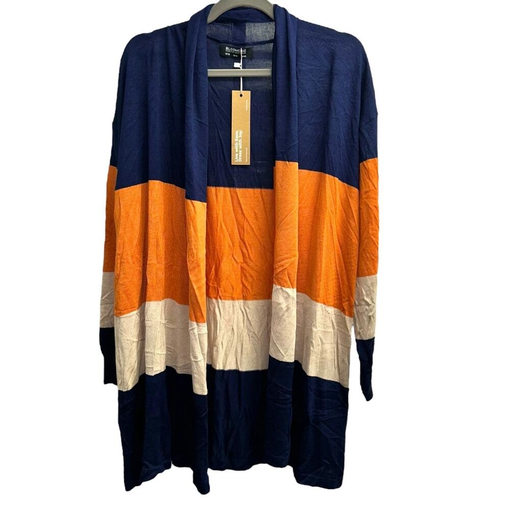 BLOOMCHIC Blue Orange Cream Soft Lightweight Cardigan Size 10
